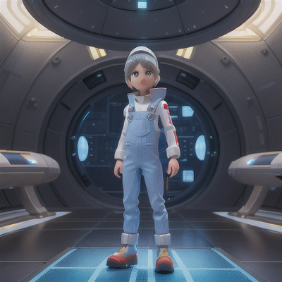 Image For Post Anime Art, Expert spaceship engineer boy, silver hair with a holographic visor, inside an advanced spacecraft hangar