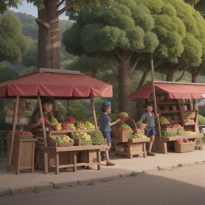 Image For Post Anime, forest, market, bicycle, fruit market, lion, HD, 4K, AI Generated Art
