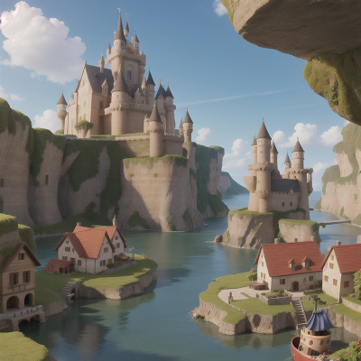 Image For Post Anime, river, castle, pirate ship, underwater city, farmer, HD, 4K, AI Generated Art