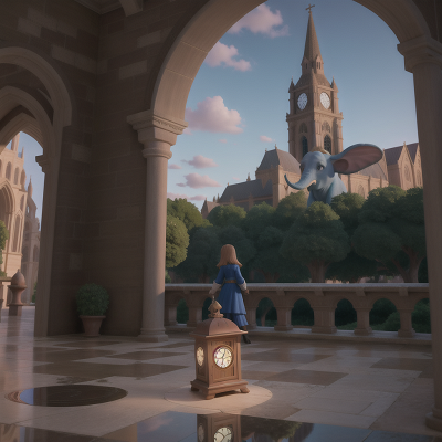 Image For Post Anime, tower, enchanted mirror, detective, cathedral, elephant, HD, 4K, AI Generated Art