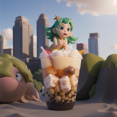 Image For Post Anime, bubble tea, skyscraper, ogre, beach, angel, HD, 4K, AI Generated Art