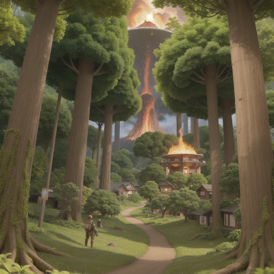 Image For Post Anime, futuristic metropolis, forest, camera, king, volcano, HD, 4K, AI Generated Art