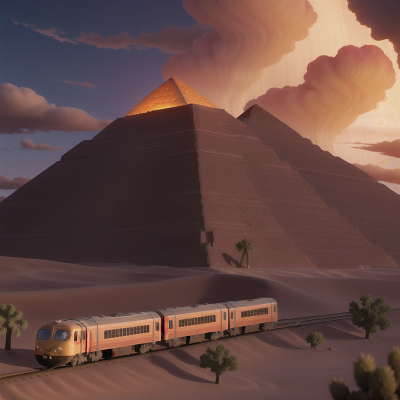 Image For Post Anime, suspicion, storm, train, desert oasis, pyramid, HD, 4K, AI Generated Art