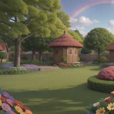 Image For Post Anime, park, village, rainbow, garden, forest, HD, 4K, AI Generated Art