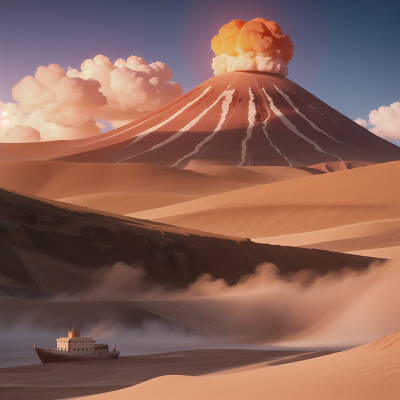 Image For Post Anime, sandstorm, volcano, museum, tower, boat, HD, 4K, AI Generated Art