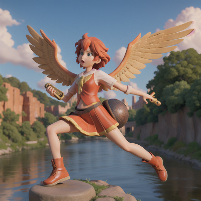 Image For Post Anime, trumpet, phoenix, river, statue, turtle, HD, 4K, AI Generated Art