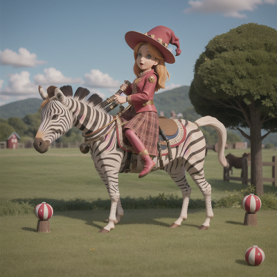 Image For Post Anime, witch, circus, zebra, bagpipes, farm, HD, 4K, AI Generated Art