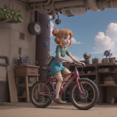 Image For Post Anime, fairy, suspicion, bicycle, mechanic, space station, HD, 4K, AI Generated Art