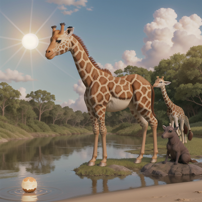 Image For Post Anime, giraffe, fighting, solar eclipse, swamp, beach, HD, 4K, AI Generated Art