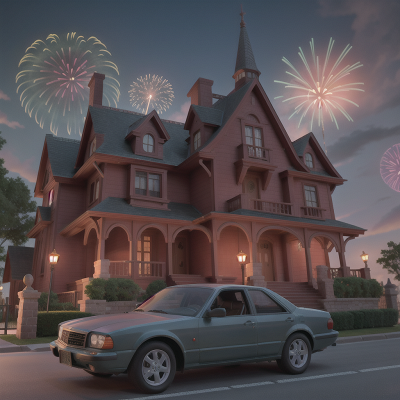 Image For Post Anime, haunted mansion, car, map, shark, fireworks, HD, 4K, AI Generated Art