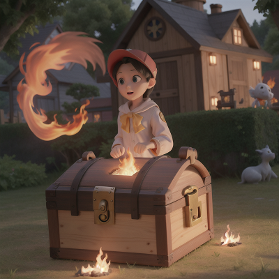 Image For Post Anime, ghostly apparition, treasure chest, fire, farm, zookeeper, HD, 4K, AI Generated Art