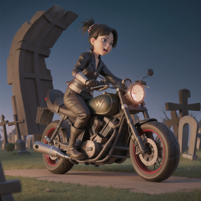 Image For Post Anime, motorcycle, wormhole, haunted graveyard, surprise, samurai, HD, 4K, AI Generated Art