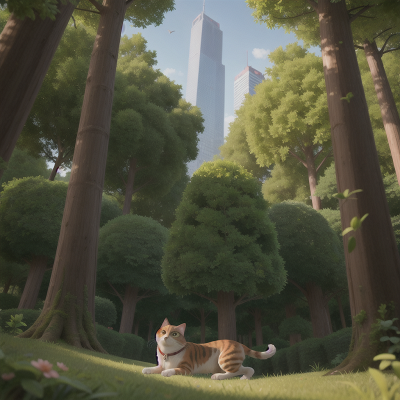 Image For Post Anime, teleportation device, skyscraper, cat, forest, dog, HD, 4K, AI Generated Art