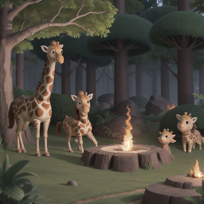 Image For Post Anime, treasure, lava, enchanted forest, giraffe, rocket, HD, 4K, AI Generated Art
