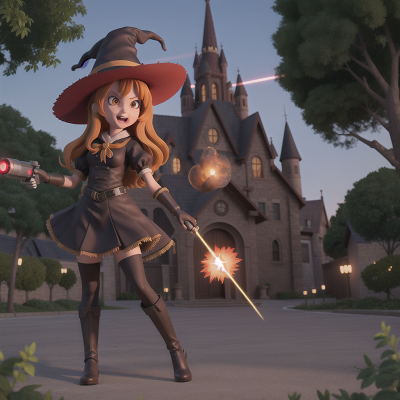 Image For Post Anime, witch, demon, laser gun, park, camera, HD, 4K, AI Generated Art