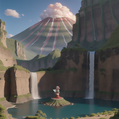 Image For Post Anime, volcano, harp, waterfall, scientist, elf, HD, 4K, AI Generated Art