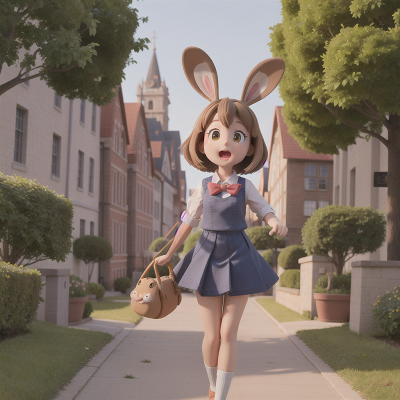 Image For Post Anime, singing, rabbit, school, city, tower, HD, 4K, AI Generated Art
