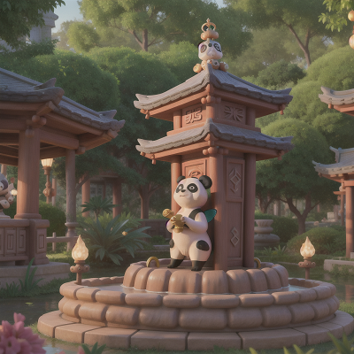 Image For Post Anime, fairy dust, temple, angel, panda, fountain, HD, 4K, AI Generated Art