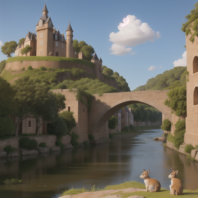 Image For Post Anime, river, village, kangaroo, cyborg, castle, HD, 4K, AI Generated Art