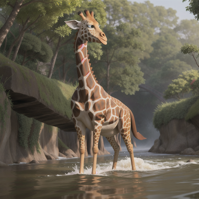 Image For Post Anime, swimming, giraffe, river, fog, zombie, HD, 4K, AI Generated Art