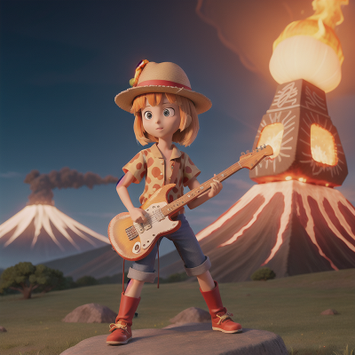 Image For Post Anime, electric guitar, hat, sword, giraffe, volcano, HD, 4K, AI Generated Art