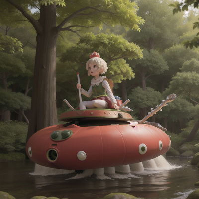 Image For Post Anime, forest, ghost, hovercraft, knight, flute, HD, 4K, AI Generated Art