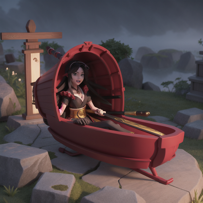 Image For Post Anime, vampire's coffin, sled, sword, geisha, helicopter, HD, 4K, AI Generated Art