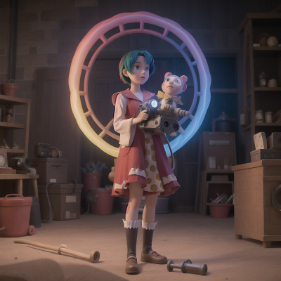 Image For Post Anime, camera, ghostly apparition, mechanic, circus, rainbow, HD, 4K, AI Generated Art