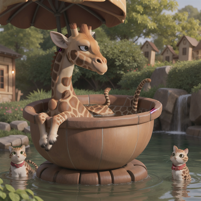 Image For Post Anime, market, giraffe, swimming, cat, witch's cauldron, HD, 4K, AI Generated Art