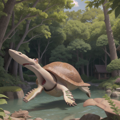 Image For Post Anime, surprise, shark, turtle, forest, museum, HD, 4K, AI Generated Art