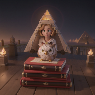 Image For Post Anime, force field, owl, romance, pyramid, book, HD, 4K, AI Generated Art