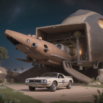Image For Post Anime, car, museum, space station, alien, cavemen, HD, 4K, AI Generated Art