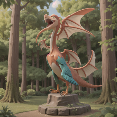 Image For Post Anime, pterodactyl, carnival, wizard, forest, statue, HD, 4K, AI Generated Art