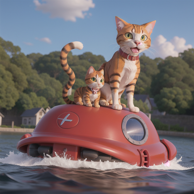 Image For Post Anime, cat, bus, hovercraft, swimming, witch's cauldron, HD, 4K, AI Generated Art