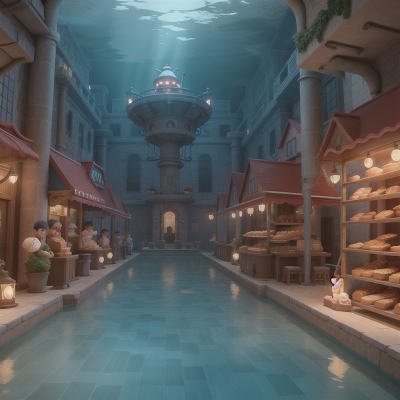 Image For Post Anime, suspicion, romance, underwater city, bakery, wizard's hat, HD, 4K, AI Generated Art