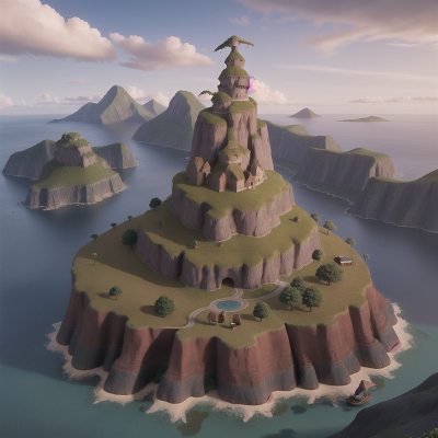 Image For Post Anime, island, knight, mountains, wizard's hat, surprise, HD, 4K, AI Generated Art