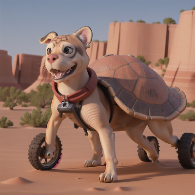 Image For Post Anime, drought, turtle, desert, dog, bicycle, HD, 4K, AI Generated Art