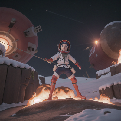 Image For Post Anime, space station, snow, wind, lava, ninja, HD, 4K, AI Generated Art