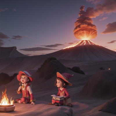 Image For Post Anime, sunset, volcano, circus, wizard, book, HD, 4K, AI Generated Art