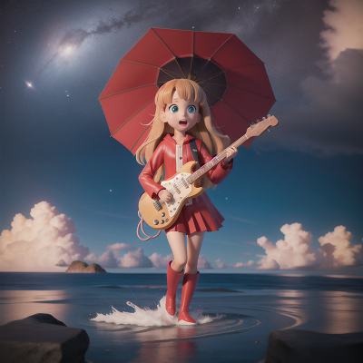 Image For Post Anime, piano, ocean, umbrella, electric guitar, space, HD, 4K, AI Generated Art