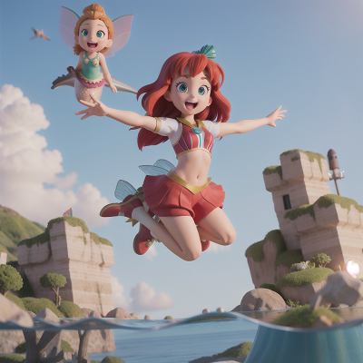 Image For Post Anime, jumping, mermaid, police officer, rocket, fairy, HD, 4K, AI Generated Art