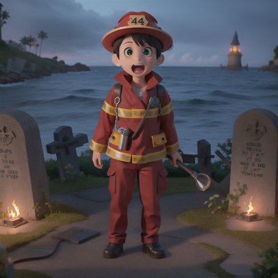 Image For Post Anime, haunted graveyard, ocean, fish, singing, firefighter, HD, 4K, AI Generated Art