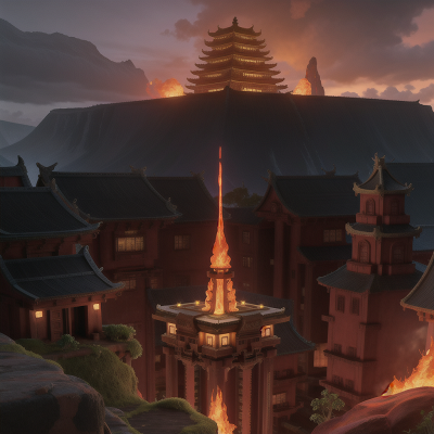 Image For Post Anime, lava, temple, futuristic metropolis, swamp, mountains, HD, 4K, AI Generated Art