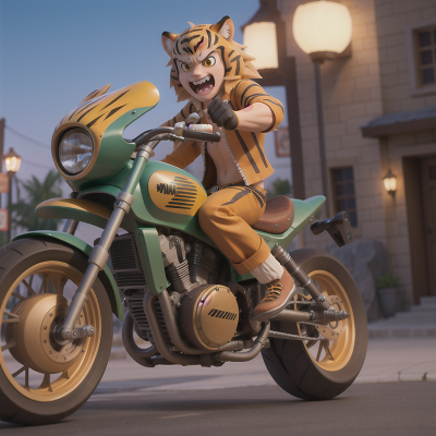 Image For Post Anime, jumping, sabertooth tiger, time machine, motorcycle, pirate, HD, 4K, AI Generated Art
