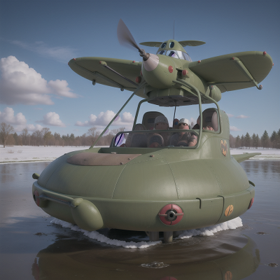 Image For Post Anime, swamp, flying, hovercraft, snow, cursed amulet, HD, 4K, AI Generated Art