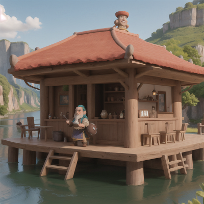 Image For Post Anime, dwarf, river, dragon, coffee shop, museum, HD, 4K, AI Generated Art