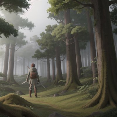 Image For Post Anime, fog, forest, space, book, sword, HD, 4K, AI Generated Art