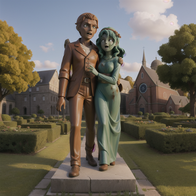 Image For Post Anime, statue, cathedral, romance, farm, zombie, HD, 4K, AI Generated Art