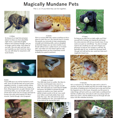 Image For Post Magically Mundane Pets CYOA by Dodger7777