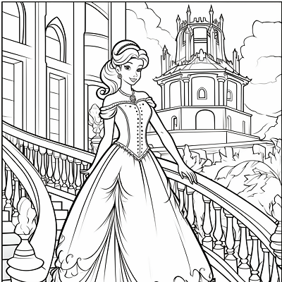 Image For Post Fairytale Princess in a Grand Tower - Printable Coloring Page